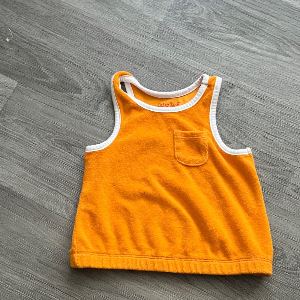 Cat & Jack Vibrant Orange Tank with White Trim